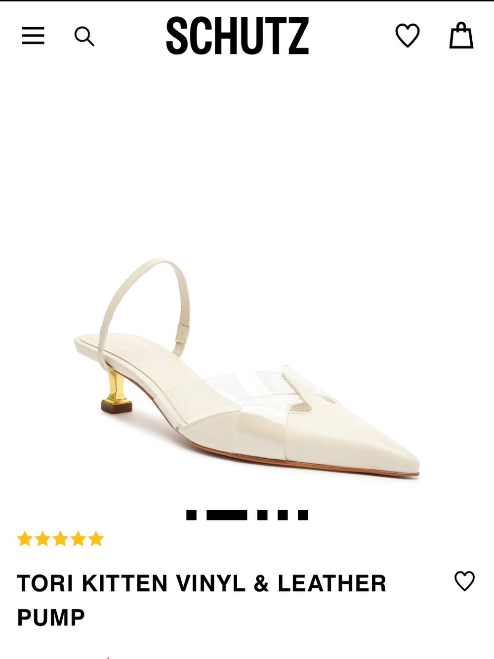 SCHUTZ Cream Pointed Slingback Kitten Heel Pump